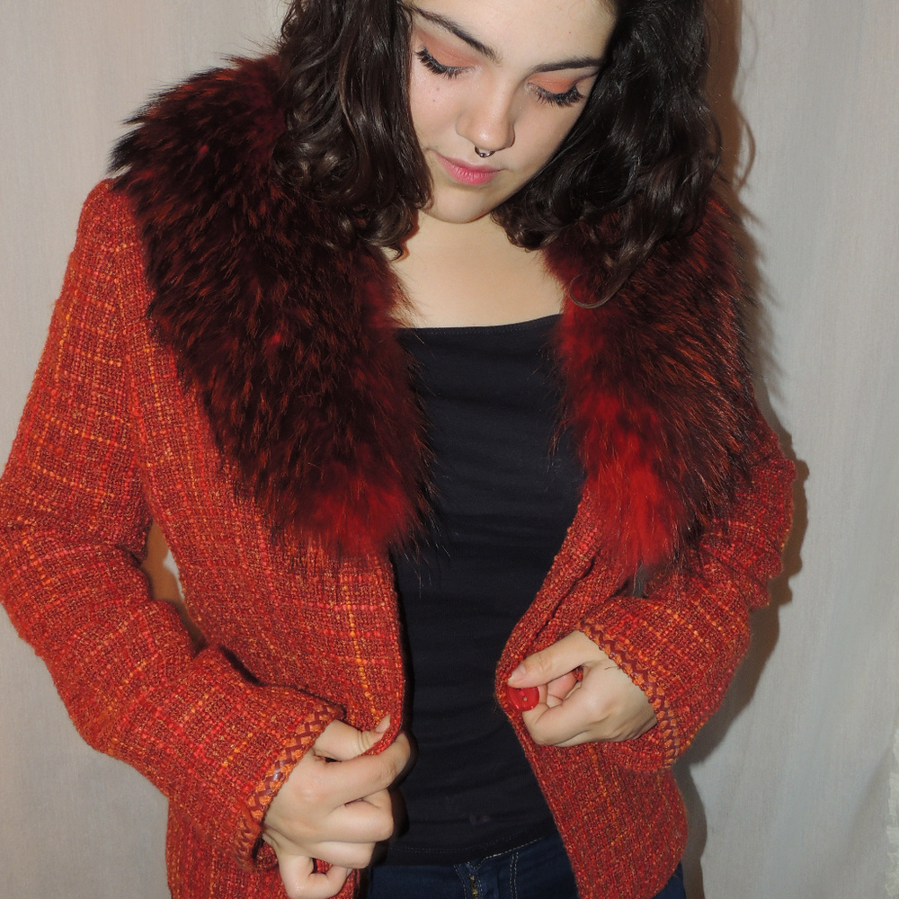 Alberto Makali Jacket with Dyed Fox Fur Collar